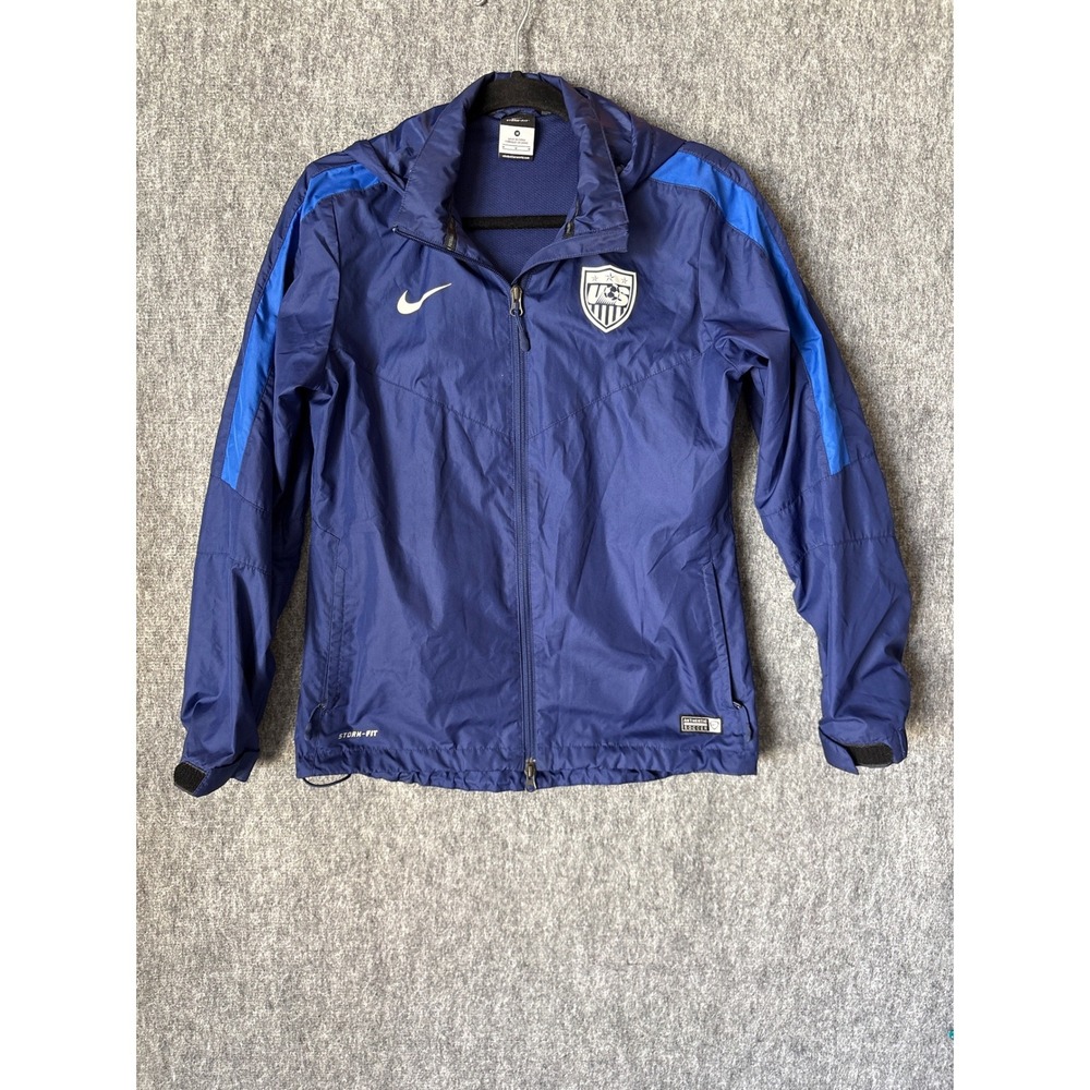 Nike US Soccer Storm-FIT Hooded Windbreaker Jacket Mens Med Navy Blue Full Zip
